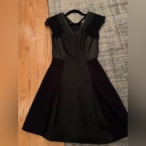 Rebecca Taylor Black and Gray Midi Dress